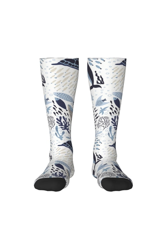 Sea Life Elements Thigh High Socks Extra Long Stretchy Sock Women Over Knee High Opaque Stocking Daily Wear