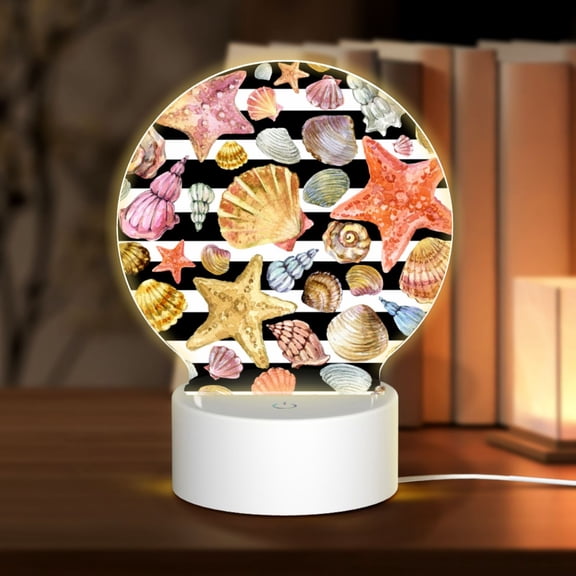 Naloa Sea Shell Acrylic LED Night Light Custom LED Lights Personalized Nightlight Customized Gifts for Family Couples Friends