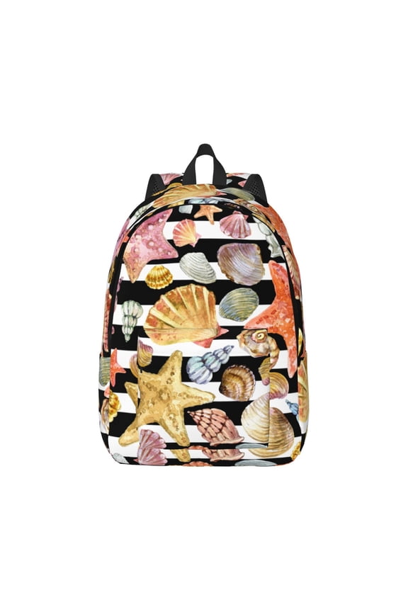 Sea Shell Canvas Backpack for Men Women Rucksack Casual Travel Daypack College Tote Satchel Bookbag for Teens-Small