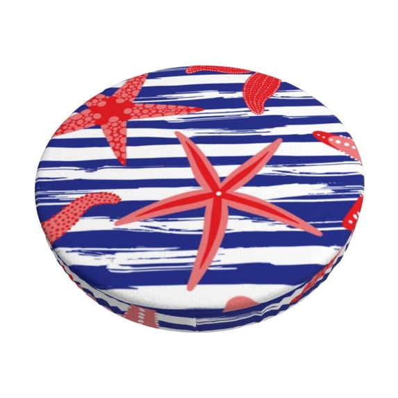 Naloa Sea Stars Round Bar Stool Cushion Cover 12-14 inch, Fits Kitchen, Office, Restaurant Chairs - 12 inch