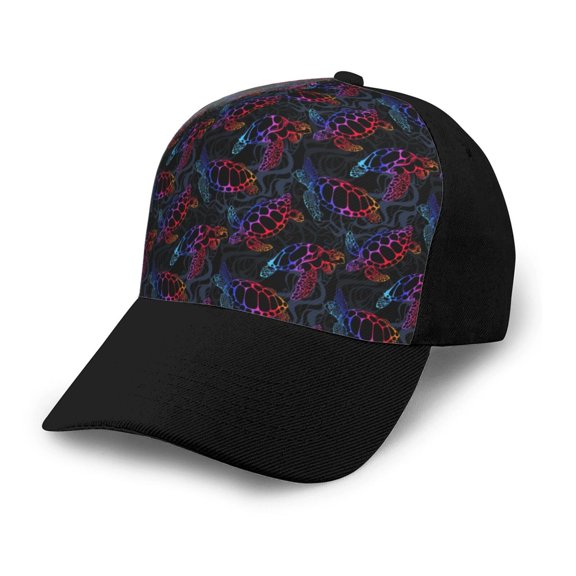 Naloa Sea Turtle Adult adjustable Print Baseball Hat, Patchwork curved brim baseball capfor Men and Women, One Size