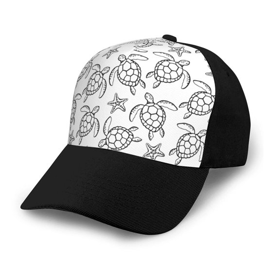 Naloa Sea Turtle Adult adjustable Print Baseball Hat, Patchwork curved brim baseball capfor Men and Women, One Size