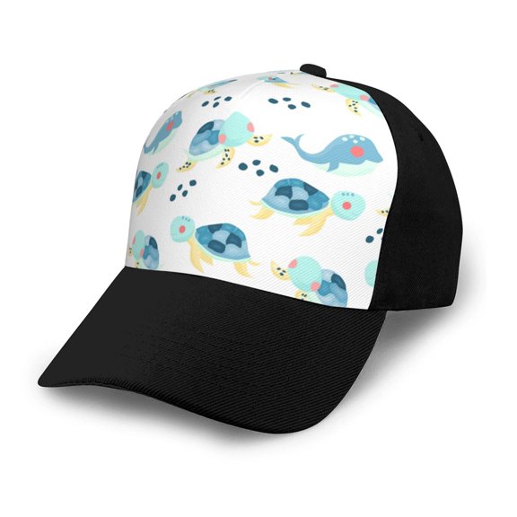 Naloa Sea Turtle Adult adjustable Print Baseball Hat, Patchwork curved brim baseball capfor Men and Women, One Size