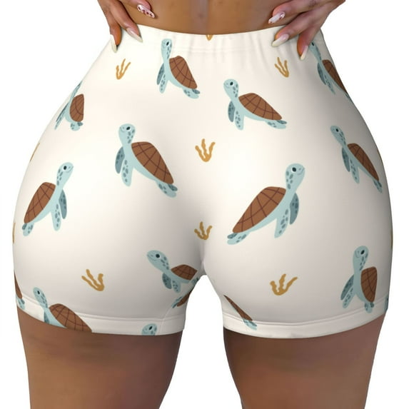 Naloa Sea Turtle Biker Shorts for Women Seamless Scrunch Short Women’s Yoga Shorts for Gym Running Sport Shorts - X-Large