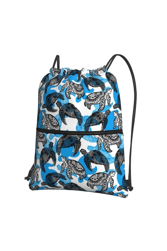 Sea Turtle Life Drawstring Backpack String Bag Cinch Water Resistant for Gym Shopping Sport Yoga