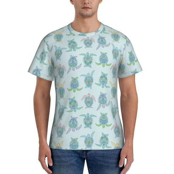 Naloa Sea Turtle Men's T-Shirt Sport T-shirt Men's Basic Tee Casual Men's Shirt, Round Neck, Short Sleeves - Large