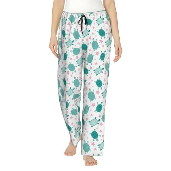 Naloa Sea Turtle Print Women’s Ultra-Soft Comfy Pajama Lounge Pants with Pockets & Drawstring