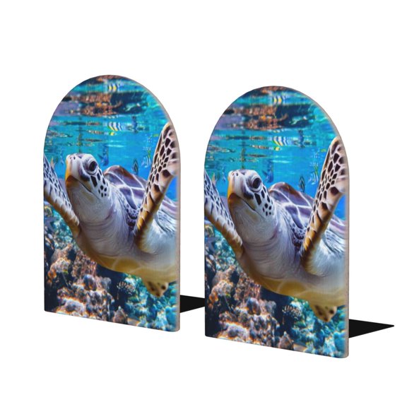 Naloa Sea Turtle Swims 2 Pcs Bookend Large Capacity Office Book Ends for Home Office Library School Study Decoration