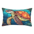 thumbnail image 1 of Naloa Sea Turtle in Coral Pillowcase, Throw Pillowcase, Wrinkle-Free, Stain-Resistant with Hidden Zipper for Bedroom Sofa - 16"x24", 1 of 9