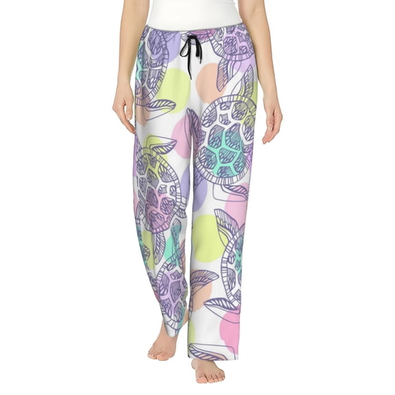 Naloa Sea Turtles Print Women’s Ultra-Soft Comfy Pajama Lounge Pants with Pockets & Drawstring