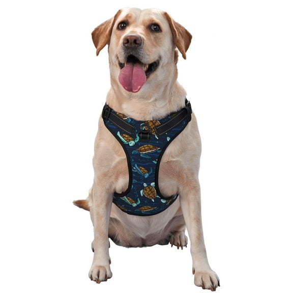 Naloa Sea Turtles Swimming Pet Harness Vest with Traction Rope, Adjustable No-Choke Dog Vest for Outdoor, Walking - Large