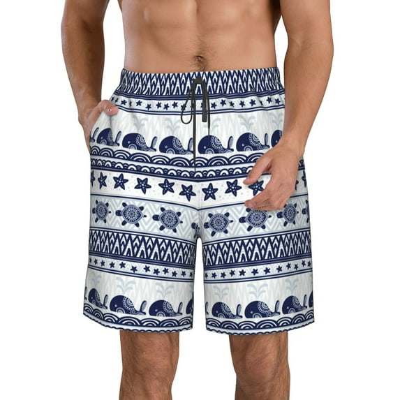Naloa Sea Underwater Animals1 Men's Beach Shorts, Surfing shorts, Swim trunks, Quick Dry Swim Trunks for Surfing Beach Fun - Large