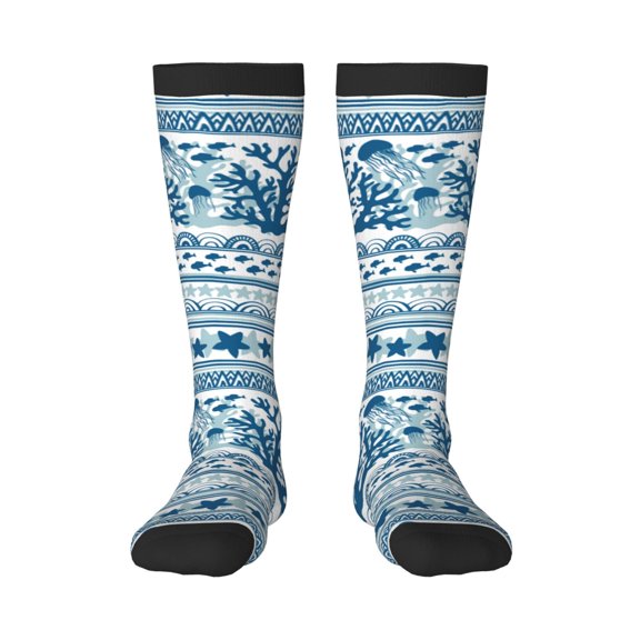 Naloa Sea Underwater Jellyfish Thigh High Socks Extra Long Stretchy Sock Women Over Knee High Opaque Stocking Daily Wear