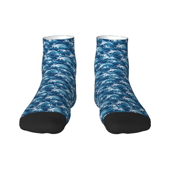 Naloa Sea Water Wave Ankle Socks for Women Non Slip Socks No Show Socks Classic Low Cut Casual Socks Casual Socks