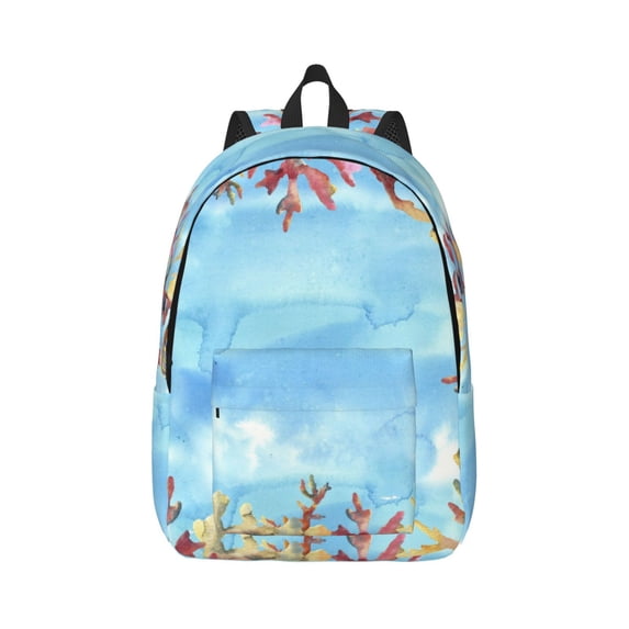 Naloa Sea and Fish Canvas Backpack for Men Women Rucksack Casual Travel Daypack College Tote Satchel Bookbag for Teens-Medium