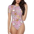 thumbnail image 1 of Naloa Seafood Women's Short-Sleeved Onesie, One-Piece Swimsuit for Parties, dates, clubs - X-Large, 1 of 9