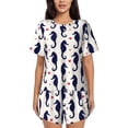 thumbnail image 1 of Naloa Seahorses and Hearts Women's Short-Sleeved Pajama Set, Loungewear, Summer pajamas, Breathable Cozy - XX-Large, 1 of 9