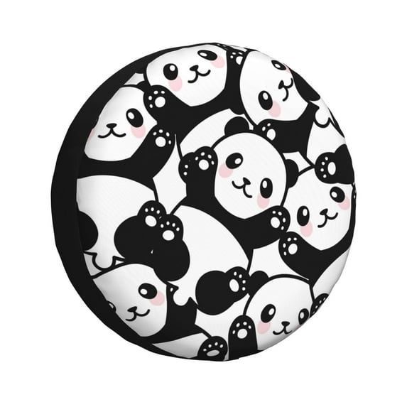 Naloa Seamless Pattern Cute Panda PVC Leather Spare Tire Wheel Cover for Car Truck SUV Camper Trailer Universal Fit many size17 inch