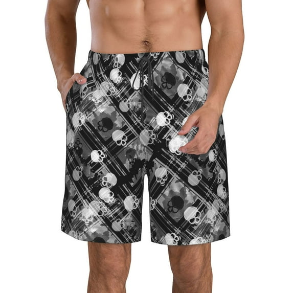 Naloa Seamless Pattern With Skulls Men's Beach Shorts, Surfing shorts, Swim trunks, Quick Dry Swim Trunks for Surfing Beach Fun - XX-Large