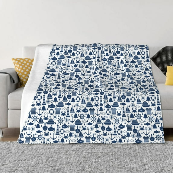 Naloa Seaside Primary Color Flannel Blankets - Thick and Warm Blanket for Winter, Soft Fuzzy Plush King Blanket for All Seasons40"x30"
