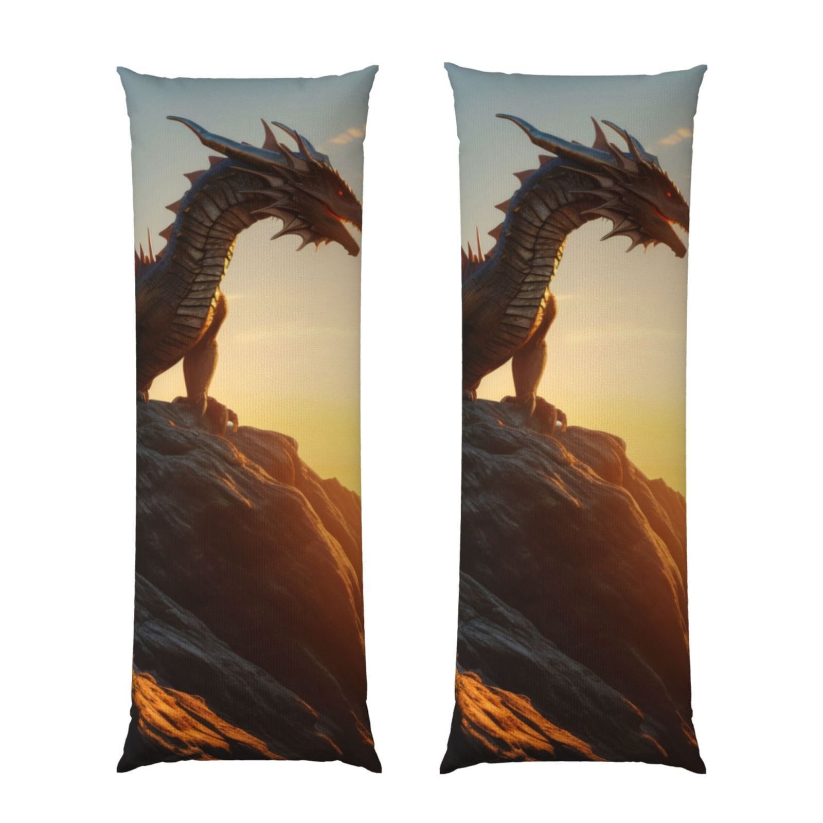 Naloa Seaside Sunset Cool Dragon Super Soft 20x60 Body Pillow Case,Long Side Hidden Zipper（PILLOWS ARE NOT INCLUDED）