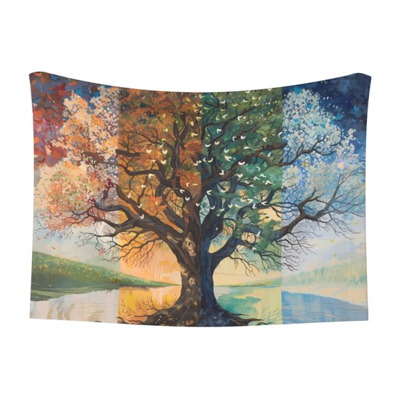 Naloa Seasonal Tree Reflection Dog Blanket, 3 Sizes Cat Blanket for Indoor Cats Large Medium Small Dog Gifts-Medium