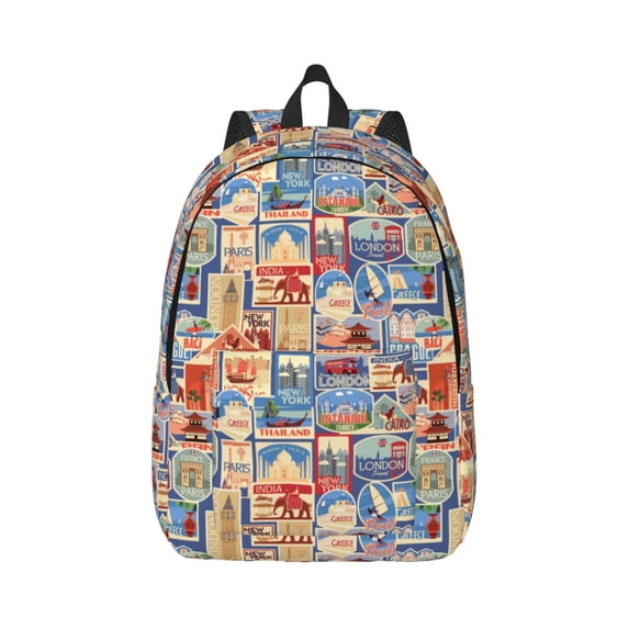 Naloa Set Of Travel Vintage Canvas Backpack for Men Women Rucksack Casual Travel Daypack College Tote Satchel Bookbag for Teens-Small