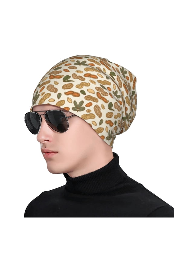 Set With Peanut Soft Beanie Hat, Knit Beanie Daily Beanie in Fine Knit for Women Men Winter Travel, Outdoor