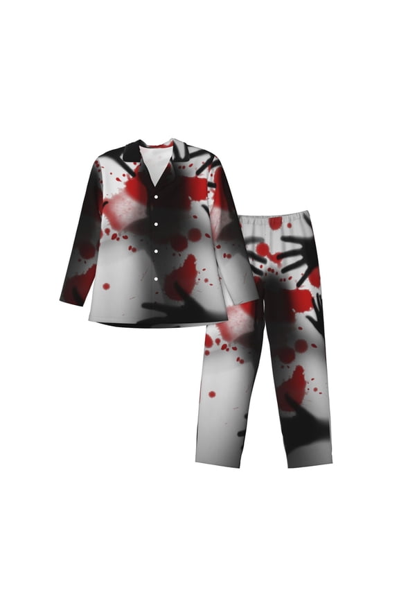 Shadows Behind Men’s Pajamas Set - Long Sleeve Button Down Sleep Shirt and Pajama Bottoms Sleepwear Set-Large