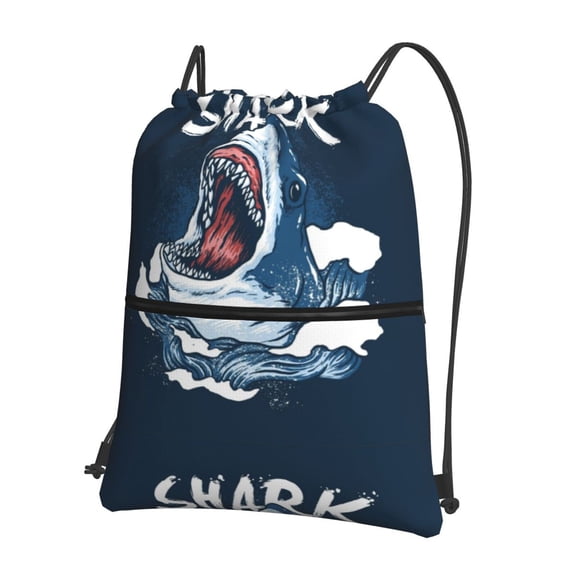 Naloa Shark Drawstring Backpack String Bag Cinch Water Resistant for Gym Shopping Sport Yoga