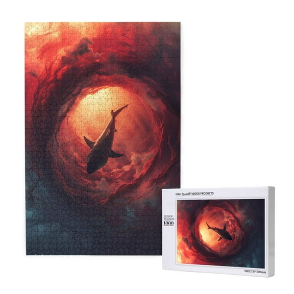 Naloa Shark Underwater Vortex Custom Puzzles Personalized Puzzle 1000 Pieces from Photo Custom Jigsaw Puzzle for Wedding, Graduation, (29.519.7in, Vertical)
