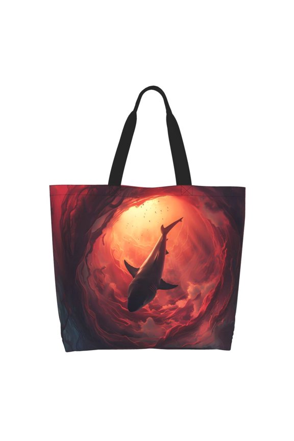Shark Underwater Vortex Tote Bag for Women Large Capacity Shoulder Bag for College Work Travel Shopping
