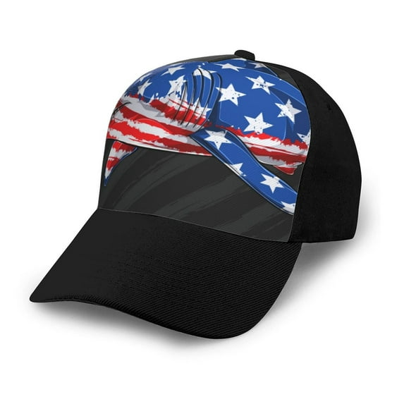 Naloa Shark With USA Flag Adult adjustable Print Baseball Hat, Patchwork curved brim baseball capfor Men and Women, One Size