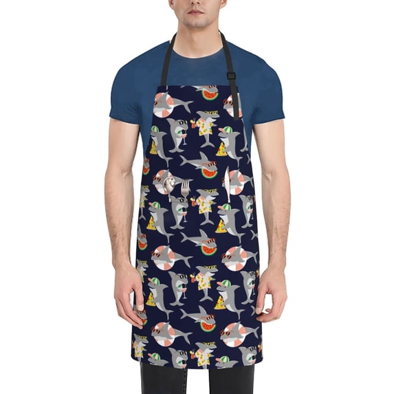 Naloa Sharks In Sunglasses Apron Kitchen Aprons with Pockets for Women Men Chef
