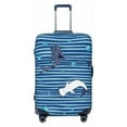 thumbnail image 1 of Naloa Sharks on White Blue Striped Elastic Suitcase Protector, Travel Suitcase Protector Cover Fits 18-32in Suitcase - Small, 1 of 9