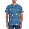 thumbnail image 1 of Naloa Sharks on White Blue Striped Men's T-Shirt Sport T-shirt Men's Basic Tee Casual Men's Shirt, Round Neck, Short Sleeves - Small, 1 of 5
