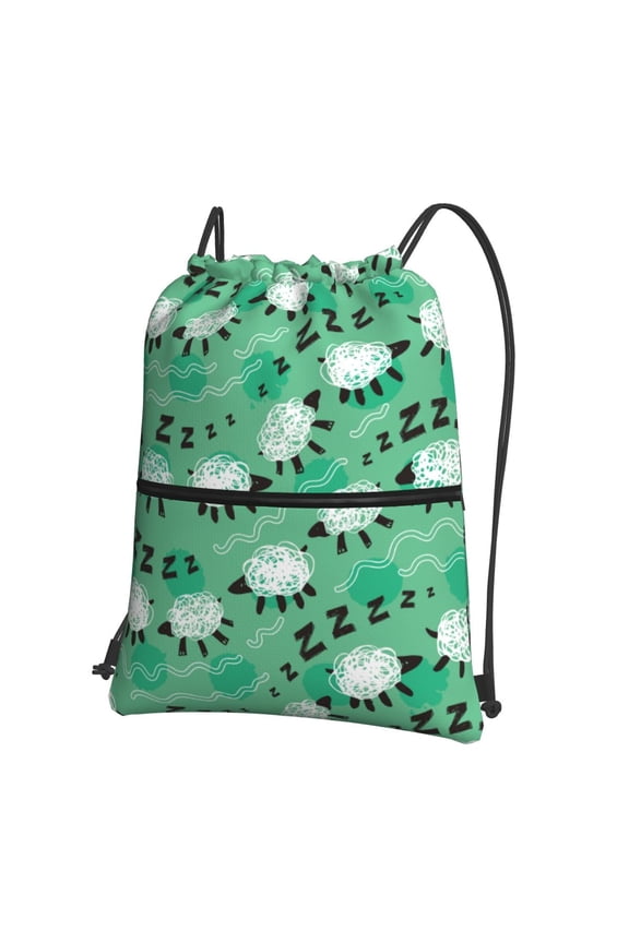Sheep Zzz Drawstring Backpack String Bag Cinch Water Resistant for Gym Shopping Sport Yoga