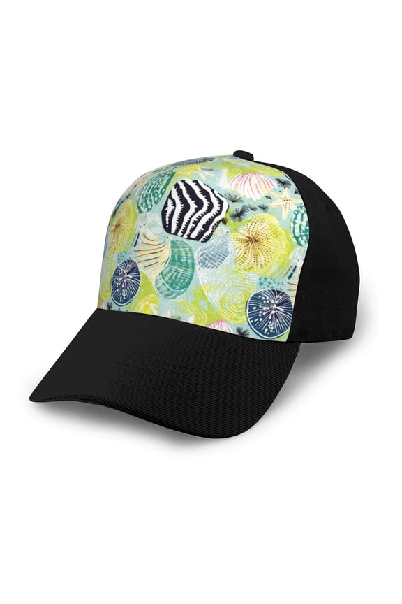 Shell Clam Adult adjustable Print Baseball Hat, Patchwork curved brim baseball capfor Men and Women, One Size