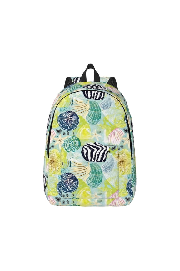 Shell Clam Canvas Backpack for Men Women Rucksack Casual Travel Daypack College Tote Satchel Bookbag for Teens-Small