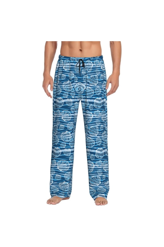 Shell Pajama Pants Men, PJ Bottoms, Sleep & Lounge Pants-Small