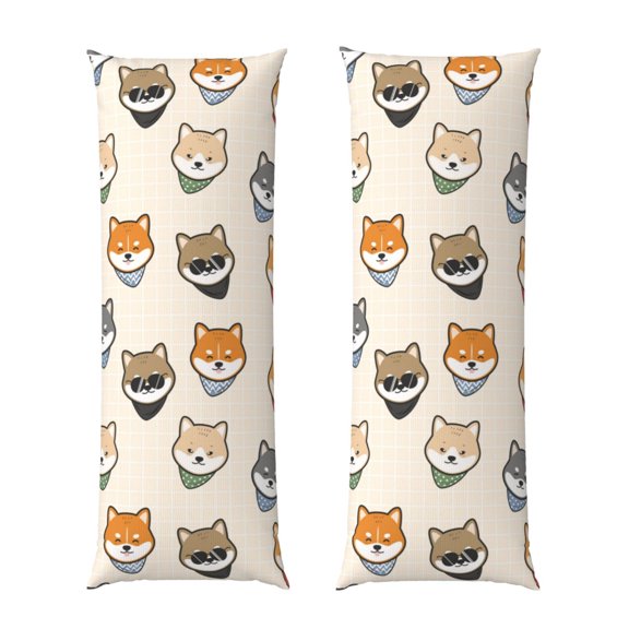 Naloa Shiba Head Face Body Pillow Cover, Pillowcases with Hidden Zipper Breathable Long Pillow Case (Pillows are not included,20x54 inch)