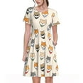 thumbnail image 1 of Naloa Shiba Head Face Print Womens Summer A-Line Dress with Pockets,Short Sleeve Dresses,Flowy Beach Swing Dress for Vacation Travel, 1 of 6