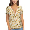 thumbnail image 1 of Naloa Shiba Inu Sunflower Print T-Shirts Short Sleeve V Neck Tees for Women Fashion Tops Trendy Lightweight Soft Casual Summer Outfits Clothes, 1 of 5