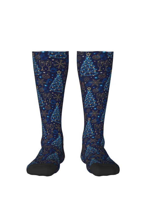 Shining Christmas Tree Knee Socks, High Socks Long Stretchy Sock Women Knee High Stocking, Long Socks for Women