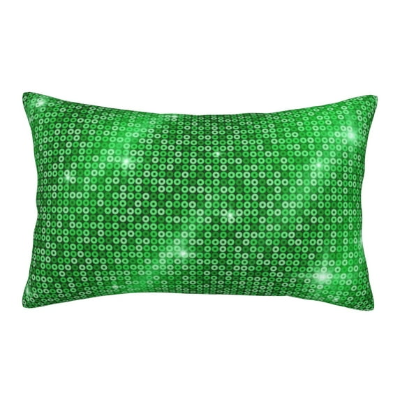 Naloa Shiny round green sequins Pillowcase, Cool Pillowcase, Lightweight, Breathable, Skin Friendly Pillowcase, Hidden Zipper (No pillow core)-14"x20"