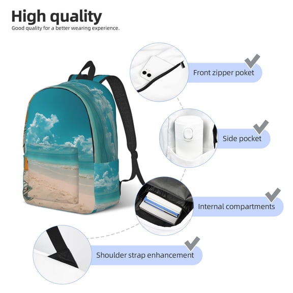 Naloa Shopping Cart On Tropical Beach Print Durable Canvas College Rucksack,Laptop Excursion Backpack,Travel Notebook School Backpack,Bookbag For Men Women