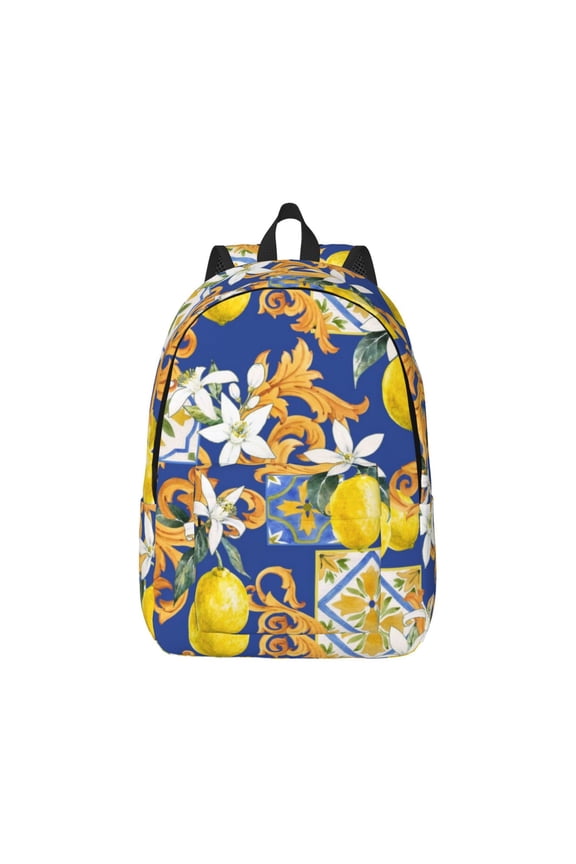 Sicilian Style Canvas Backpack for Men Women Rucksack Casual Travel Daypack College Tote Satchel Bookbag for Teens-Medium