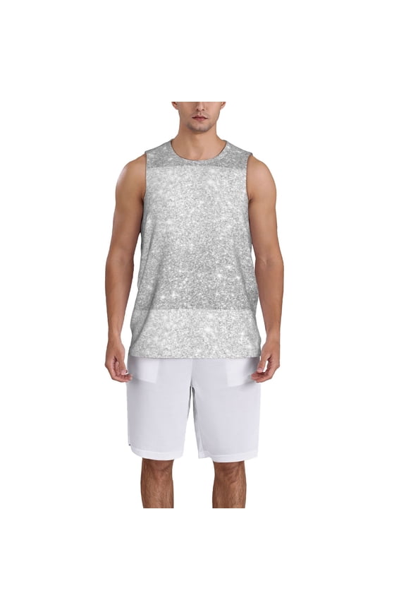 Silver Glitter Basketball Jersey Reversible Men's Mesh Athletic Sports Shirts Training Practice S-4XL4X-Large