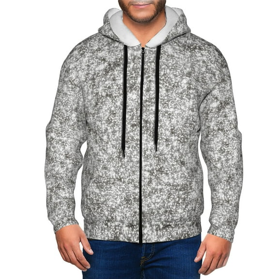 Naloa Silver Glitter Men’s Hoodies, Zip up Hoodie, Sweatshirts,Hoodies for Men Sizes S-3XL-Medium