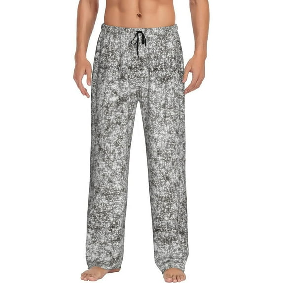 Naloa Silver Glitter Pajama Pants Men, PJ Bottoms, Sleep & Lounge Pants-Large
